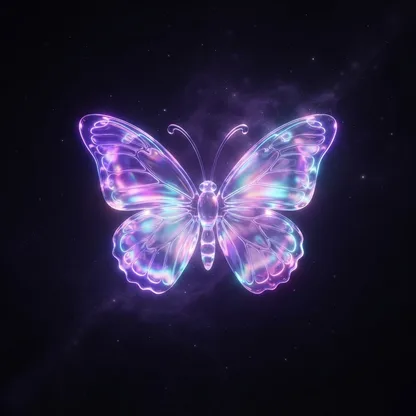 Luminous iridescent butterfly representing transformation